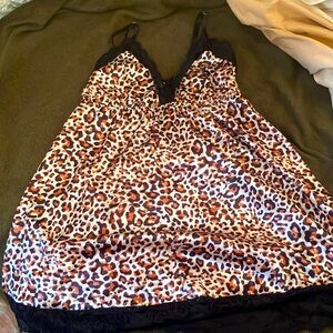 Cheetah print chemise lingerie set
